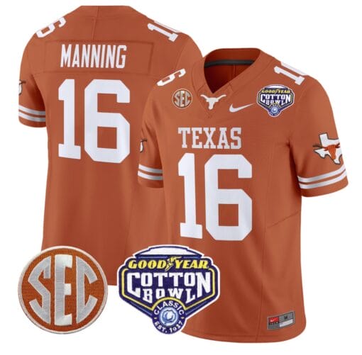 Arch Manning Jersey #16 Texas Longhorns Cotton Bowl Patch Stitched Football - Image 3