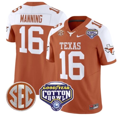 Arch Manning Jersey #16 Texas Longhorns Cotton Bowl Patch Stitched Football - Image 5