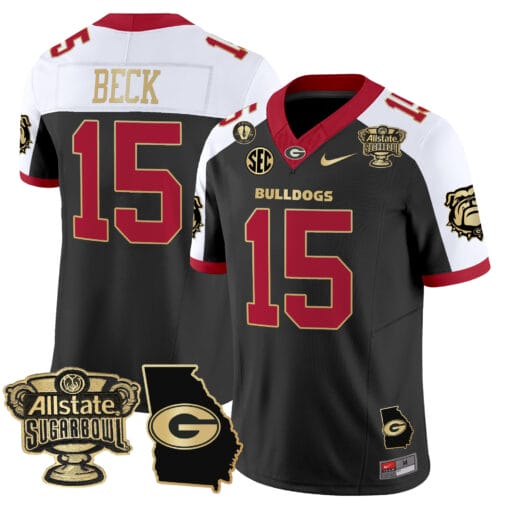 Carson Beck Jersey #15 Georgia Bulldogs 2025 Sugar Bowl Patch Vapor Limited Stitched Football 1 Carson Beck Jersey #15 Georgia Bulldogs 2025 Sugar Bowl Patch Stitched Football