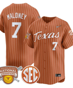 Ashton Maloney Jersey #7 Texas Longhorns 2025 National Champions Stitched Baseball