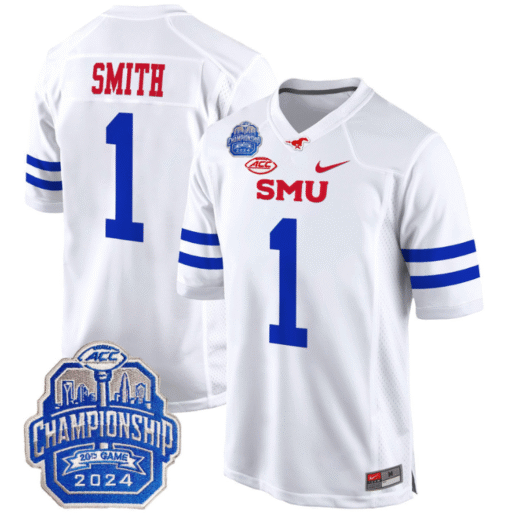 Brashard Smith Jersey #1 SMU Mustangs 2024 ACC Championship Patch Stitched Football - Image 2