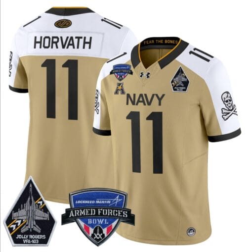 Blake Horvath Jersey #11 Navy Midshipmen 2025 Armed Forces Bowl Patch Stitched Football