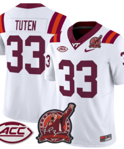 Alternative view of Bhayshul Tuten Jersey #33 Virginia Tech Hokies Coach Frank Beamer Stitched Football