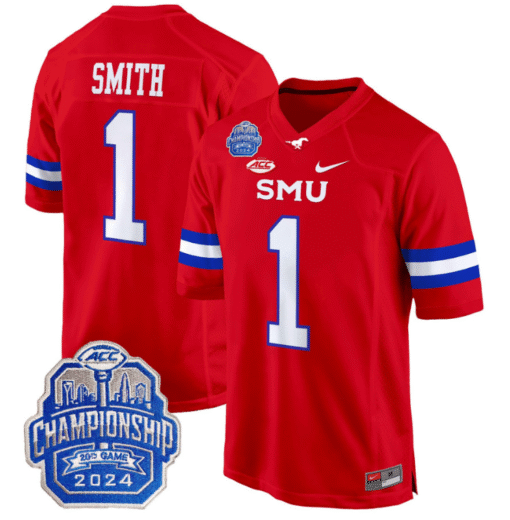 Brashard Smith Jersey #1 SMU Mustangs 2024 ACC Championship Patch Stitched Football - Image 3