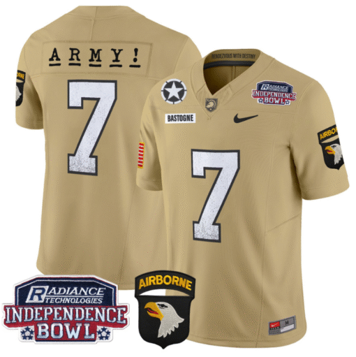 Bastogne Jersey #7 Army Black Knights Independence Bowl Patch Stitched Football - Image 3