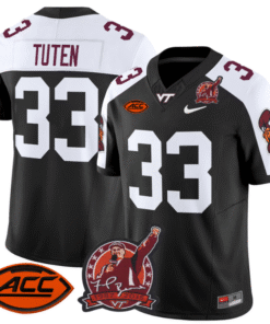 Bhayshul Tuten Jersey #33 Virginia Tech Hokies Coach Frank Beamer Stitched Football
