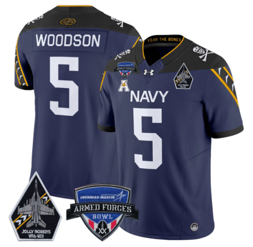 Braxton Woodson Jersey #5 Navy Midshipmen 2025 Armed Forces Bowl Stitched Football - Image 5