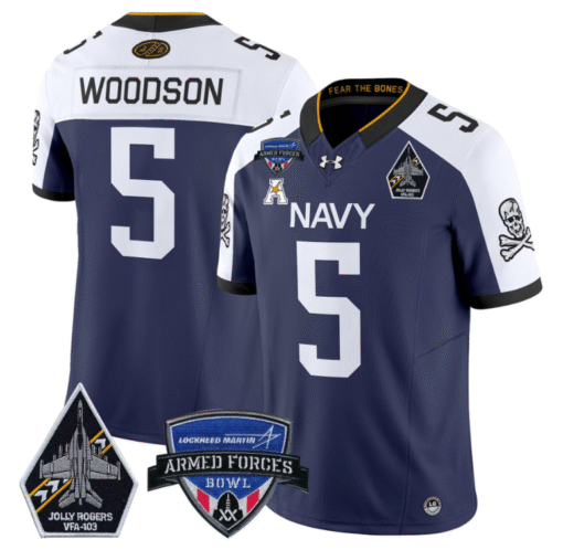 Braxton Woodson Jersey #5 Navy Midshipmen 2025 Armed Forces Bowl Stitched Football - Image 2