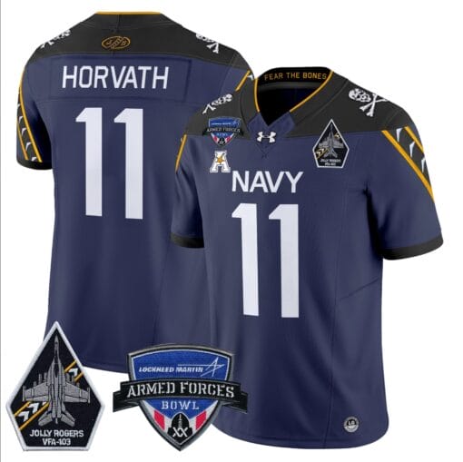 Blake Horvath Jersey #11 Navy Midshipmen 2025 Armed Forces Bowl Patch Stitched Football - Image 3