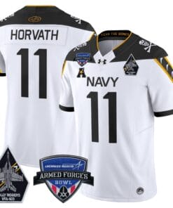 Alternative view of Blake Horvath Jersey #11 Navy Midshipmen 2025 Armed Forces Bowl Patch Stitched Football
