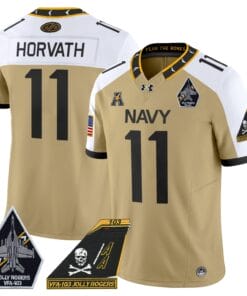 Blake Horvath Jersey #11 Navy Midshipmen 2024 Jolly Rogers Patch Stitched Football