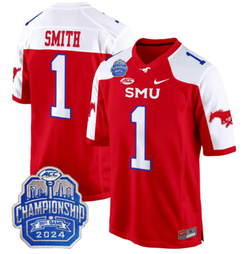 Brashard Smith Jersey #1 SMU Mustangs 2024 ACC Championship Patch Stitched Football - Image 4