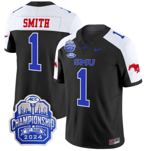 Brashard Smith Jersey #1 SMU Mustangs 2024 ACC Championship Patch Stitched Football