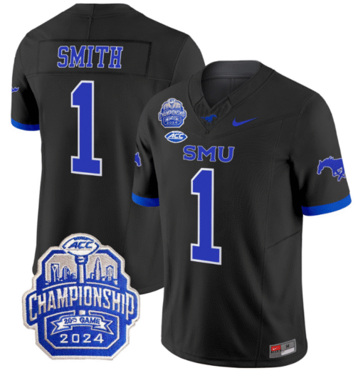 Brashard Smith Jersey #1 SMU Mustangs 2024 ACC Championship Patch Stitched Football - Image 7