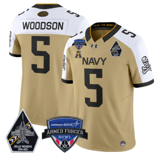 Braxton Woodson Jersey #5 Navy Midshipmen 2025 Armed Forces Bowl Stitched Football - Image 3