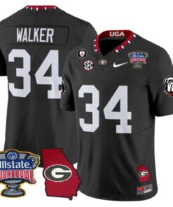 Alternative view of Herschel Walker Jersey #34 Georgia Bulldogs 2025 Sugar Bowl Patch Vapor Stitched Football