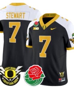 Evan Stewart Jersey #7 Oregon Ducks 2025 Rose Bowl Game Patch Vapor Stitched Football