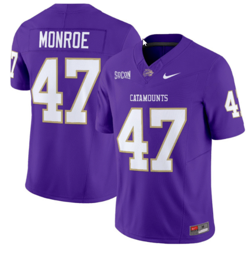 Blue Monroe Jersey #47 Western Carolina Catamounts Football Purple