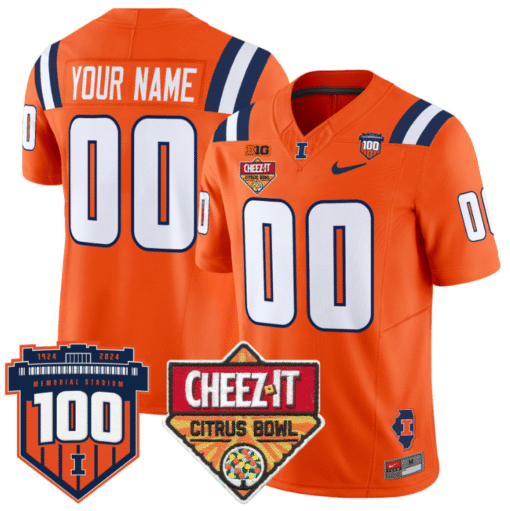 Custom Illinois Fighting Jersey 2025 Cheez-It Citrus Bowl Stitched Football - Image 4