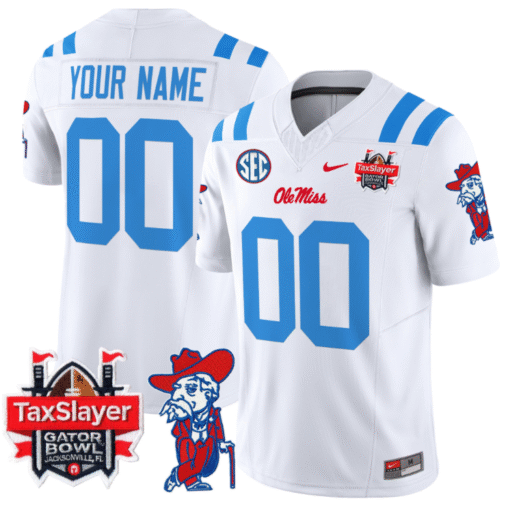 Custom Ole Miss Rebels Jersey 2025 Gator Bowl Patch Vapor Stitched Football