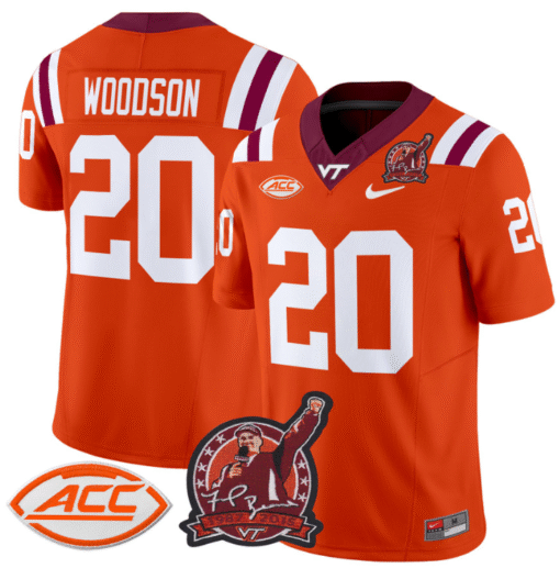 Caleb Woodson Jersey #20 Virginia Tech Hokies Coach Frank Beamer Stitched Football - Image 3