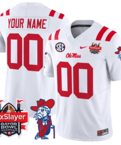 Alternative view of Custom Ole Miss Rebels Jersey 2025 Gator Bowl Patch Vapor Stitched Football