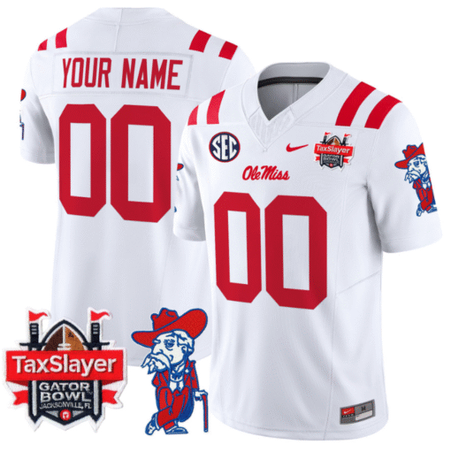 Custom Ole Miss Rebels Jersey 2025 Gator Bowl Patch Vapor Stitched Football - Image 2