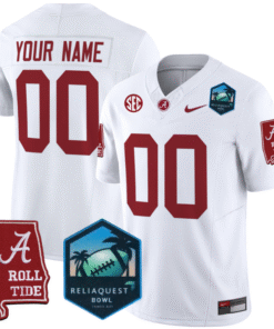 Alternative view of Custom Alabama Crimson Tide Jersey 2025 ReliaQuest Bowl Patch Stitched Football