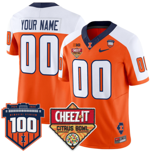 Custom Illinois Fighting Jersey 2025 Cheez-It Citrus Bowl Stitched Football - Image 5