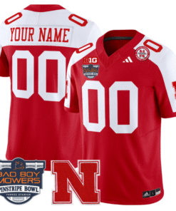 Alternative view of Custom Nebraska Cornhuskers Jersey 2025 Pinstripe Bowl Patch Stitched Football