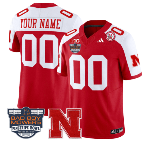 Custom Nebraska Cornhuskers Jersey 2025 Pinstripe Bowl Patch Stitched Football - Image 2