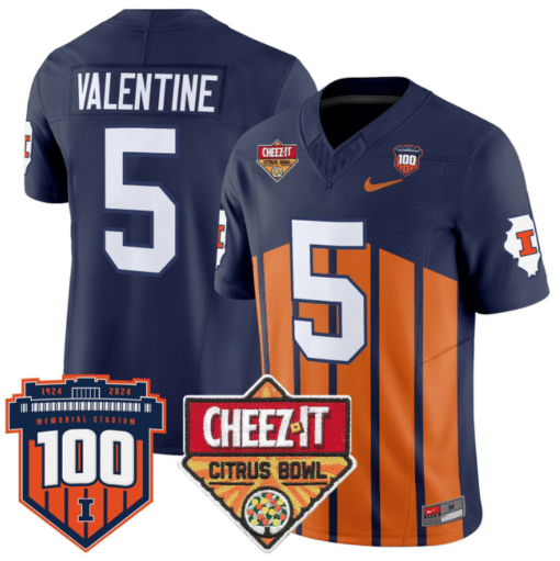Ca'Lil Valentine Jersey #5 Illinois Fighting 2025 Cheez-It Citrus Bowl Stitched Football - Image 3