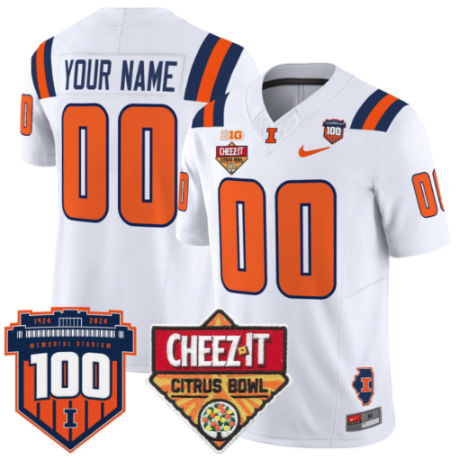 Custom Illinois Fighting Jersey 2025 Cheez-It Citrus Bowl Stitched Football - Image 2