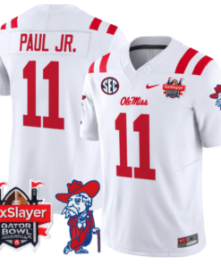 Alternative view of Chris Paul Jr Jersey #11 Ole Miss Rebels 2025 Gator Bowl Patch Stitched Football