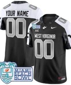 Custom West Virginia Mountaineers Jersey 2025 Miami Beach Bowl Patch Stitched Football