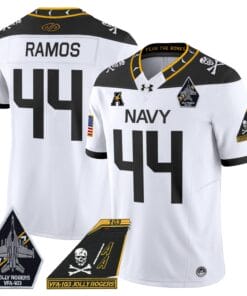 Alternative view of Colin Ramos Jersey #44 Navy Midshipmen 2024 Jolly Rogers Patch Stitched Football