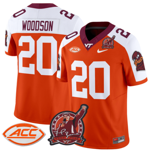 Caleb Woodson Jersey #20 Virginia Tech Hokies Coach Frank Beamer Stitched Football - Image 4