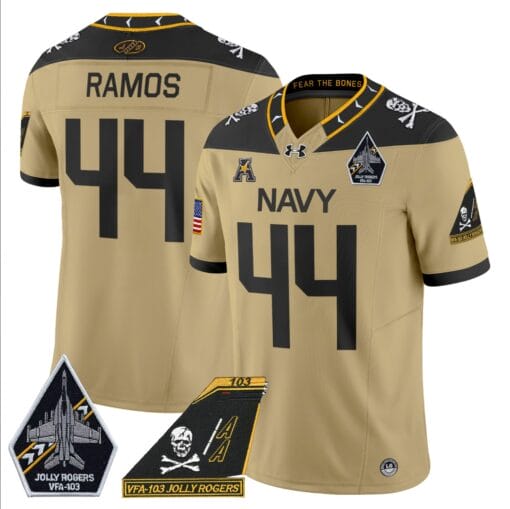 Colin Ramos Jersey #44 Navy Midshipmen 2024 Jolly Rogers Patch Stitched Football - Image 5