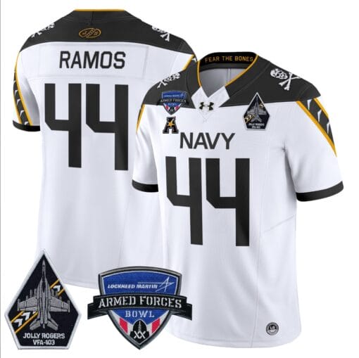 Colin Ramos Jersey #44 Navy Midshipmen 2025 Armed Forces Bowl Patch Stitched Football - Image 2