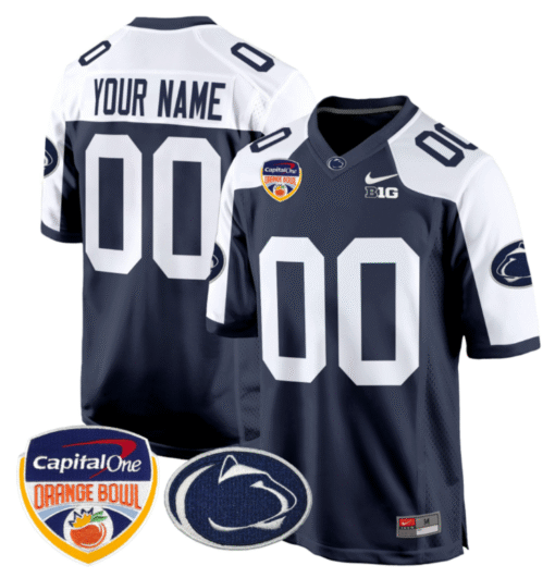 Custom Penn State Jersey Name, Number Orange Bowl Patch Stitched Football - Image 4