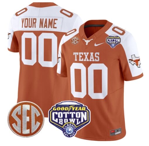Custom Texas Longhorns Jersey Name, Number Cotton Bowl Patch Stitched Football - Image 6