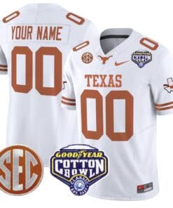 Alternative view of Custom Texas Longhorns Jersey Name, Number Cotton Bowl Patch Stitched Football