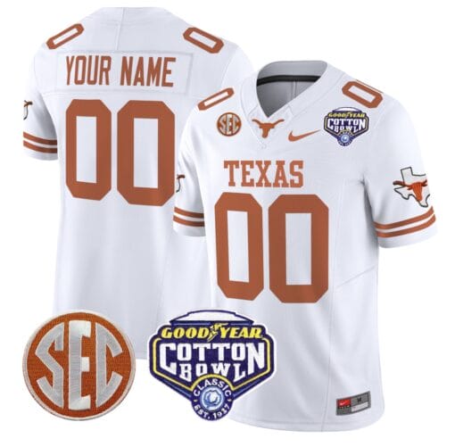 Custom Texas Longhorns Jersey Name, Number Cotton Bowl Patch Stitched Football - Image 2