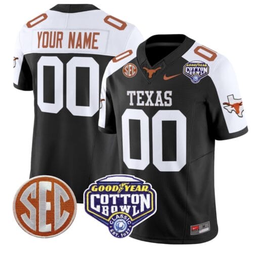 Custom Texas Longhorns Jersey Name, Number Cotton Bowl Patch Stitched Football