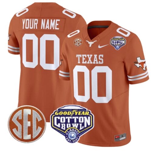 Custom Texas Longhorns Jersey Name, Number Cotton Bowl Patch Stitched Football - Image 3