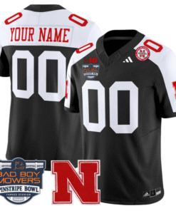 Custom Nebraska Cornhuskers Jersey 2025 Pinstripe Bowl Patch Stitched Football