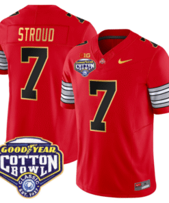 CJ Stroud Jersey 7 Ohio State Heritage Stripe Cotton Bowl Red
