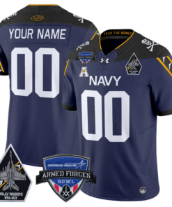 Alternative view of Custom Navy Midshipmen Jersey 2025 Armed Forces Bowl Stitched Football