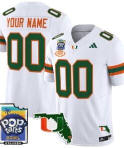 Alternative view of Custom Miami Hurricanes Jersey Name, Number 2025 PopTarts Bowl Patch Stitched Football