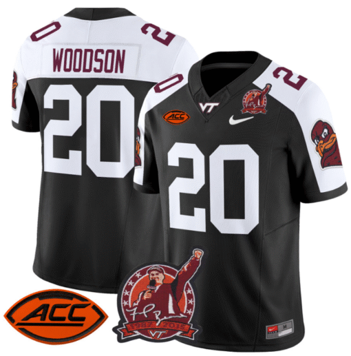 Caleb Woodson Jersey #20 Virginia Tech Hokies Coach Frank Beamer Stitched Football